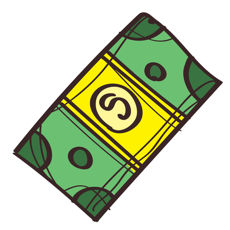 Paper money color illustration on white background.のイラスト素材