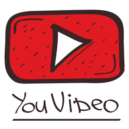 Play button color illustration in hand drawing style.のイラスト素材