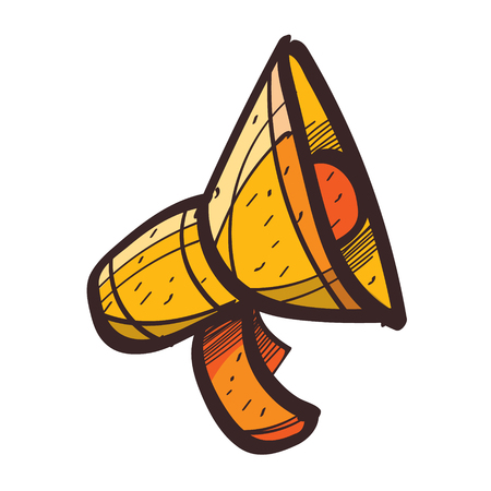Speaker colored illustration in hand drawing styleのイラスト素材
