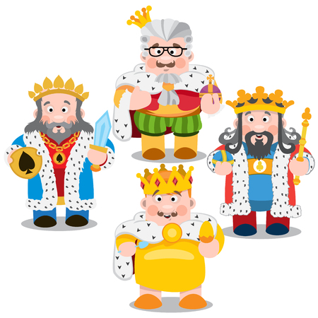 Four kings. Cartoon characters vector.のイラスト素材