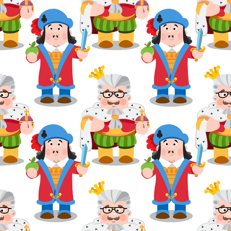 Seamless pattern with cartoon king and prince.のイラスト素材