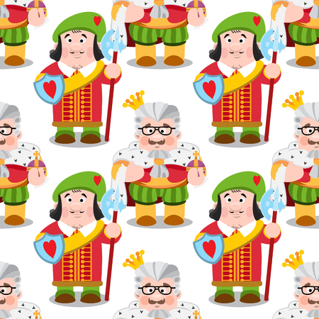 Seamless pattern with cartoon king and prince.のイラスト素材