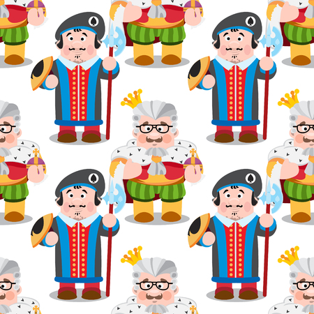 Seamless pattern with cartoon king and prince.のイラスト素材