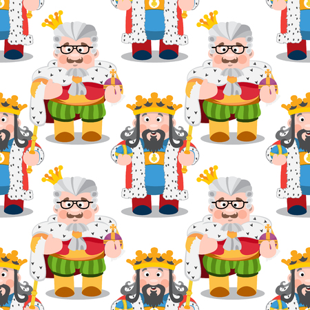 Seamless pattern with cartoon kings.のイラスト素材