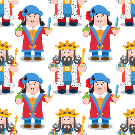 Seamless pattern with cartoon king and prince.のイラスト素材