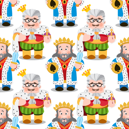 Seamless pattern with cartoon kings.のイラスト素材