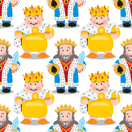 Seamless pattern with cartoon kings.のイラスト素材