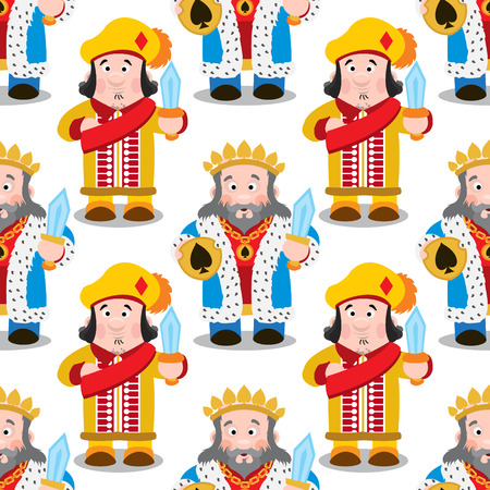 Seamless pattern with cartoon king and prince.のイラスト素材