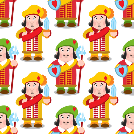 Seamless pattern with cartoon prince on white background.のイラスト素材