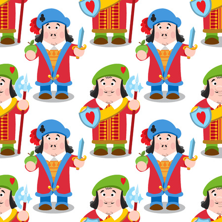 Seamless pattern with cartoon prince on white background.のイラスト素材