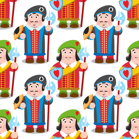 Seamless pattern with cartoon prince on white background.のイラスト素材