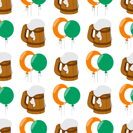 Seamless pattern with a balloons and a mug of foamy beer.のイラスト素材