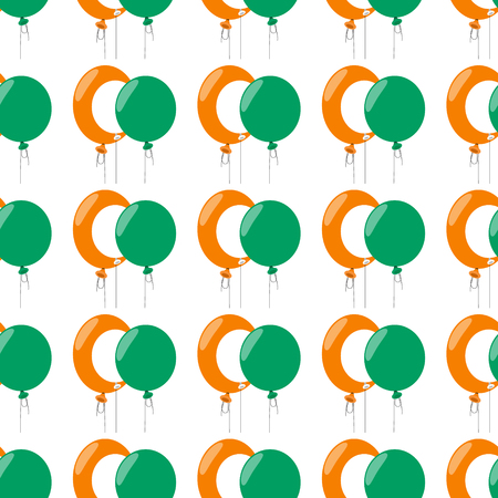 Seamless pattern with balloons Irish flag colors. Balloons orange, white, green.のイラスト素材