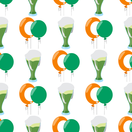 Seamless pattern with a balloons and green beer.のイラスト素材