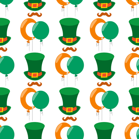 Seamless pattern with a balloons and a green hat.のイラスト素材