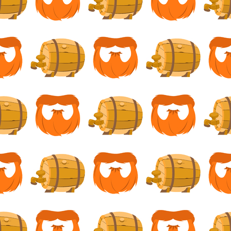 Seamless pattern with golden harp and a red beard.のイラスト素材