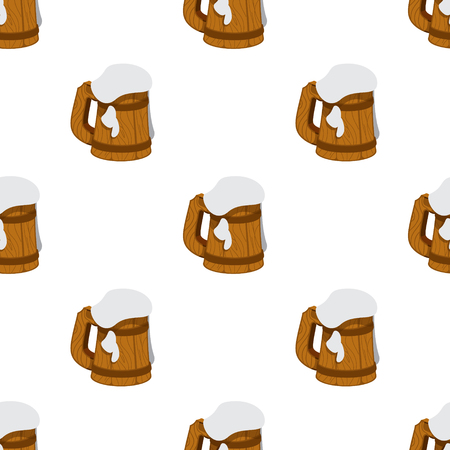 Seamless pattern with a mug of foamy beer.の写真素材