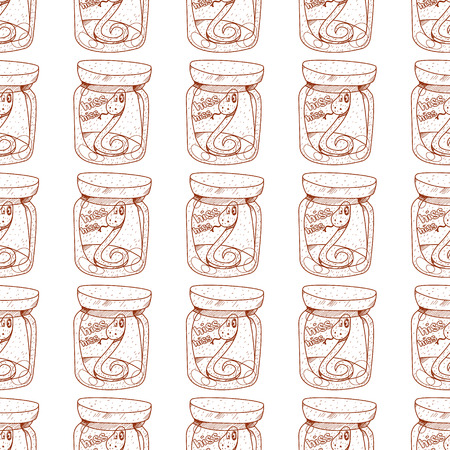 Snake in a glass jar seamless pattern.のイラスト素材