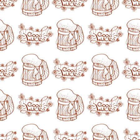 Mug with beer foam seamless pattern.のイラスト素材