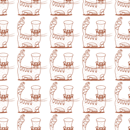 Tabby cat in hat seamless pattern.のイラスト素材