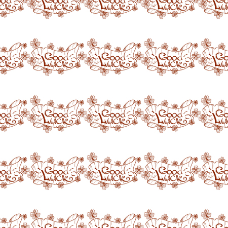 Good luck banner and clover seamless pattern.のイラスト素材