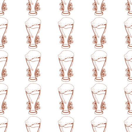 Seamless pattern with a glass of foamy beer.のイラスト素材