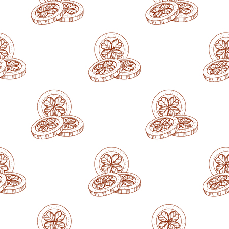 Seamless pattern with clover coins.のイラスト素材