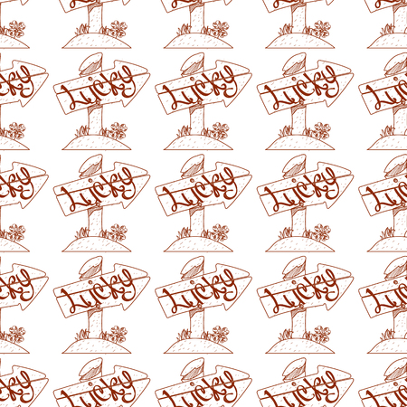 Seamless pattern with a wooden pointer with inscription luck.のイラスト素材