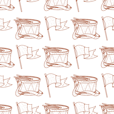 Seamless pattern with drum and flag.のイラスト素材