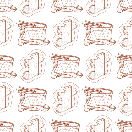 Seamless pattern with a drum and a contour map of Ireland.のイラスト素材