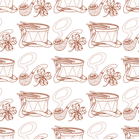 Seamless pattern with a drum and pipes.のイラスト素材