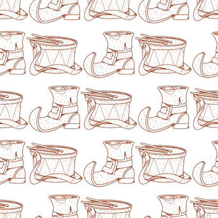 Seamless pattern with the drum and shoe leprechaunのイラスト素材