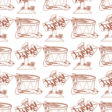 Seamless pattern with a drum and a wooden pointer.のイラスト素材