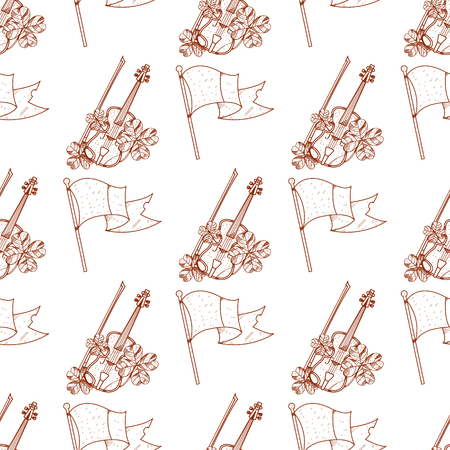 Seamless pattern with violin and flag.のイラスト素材