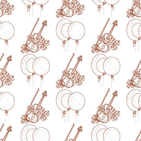 Seamless pattern with violin and balloons.のイラスト素材