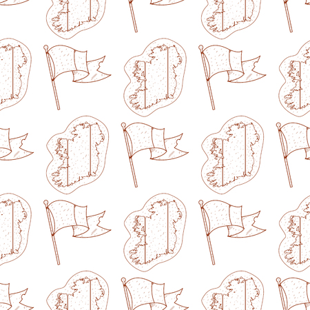 Seamless pattern with contour map and flag of Ireland.のイラスト素材