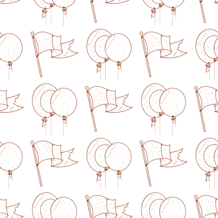 Seamless pattern with banner and balloons on white background.のイラスト素材