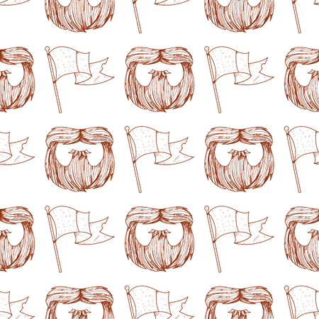 Seamless pattern with a flag and a beard.のイラスト素材