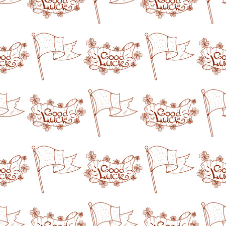 Seamless pattern with flag and banner good luck.のイラスト素材