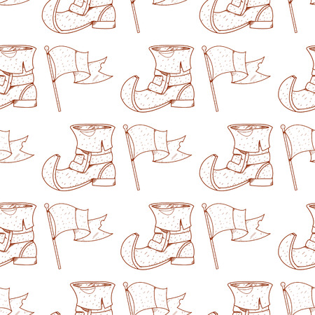 Seamless pattern with flag and old shoes leprechaun.のイラスト素材