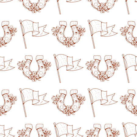 Seamless pattern with a flag and a horseshoe.のイラスト素材