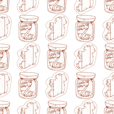 Seamless pattern with a snake in a glass jar and a contour map of Ireland.のイラスト素材
