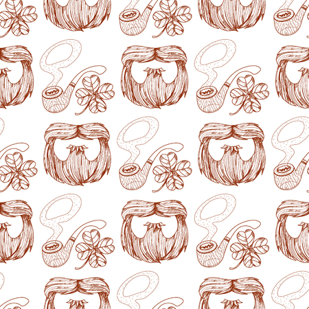 Seamless pattern with a pipe and a beard.のイラスト素材
