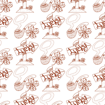 Seamless pattern with a pipe and a wooden arrow pointer.のイラスト素材