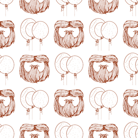 Seamless pattern with balloons and a beard.のイラスト素材
