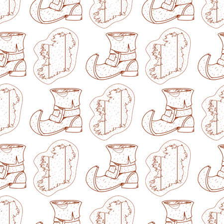 Seamless pattern with contour map and Ireland leprechaun shoe.のイラスト素材