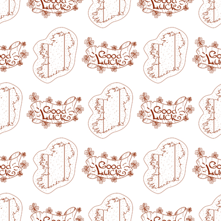 Seamless pattern with contour map and Ireland banner of good luck.のイラスト素材
