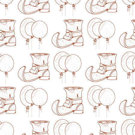 Seamless pattern with balloons and shoes leprechaun.のイラスト素材
