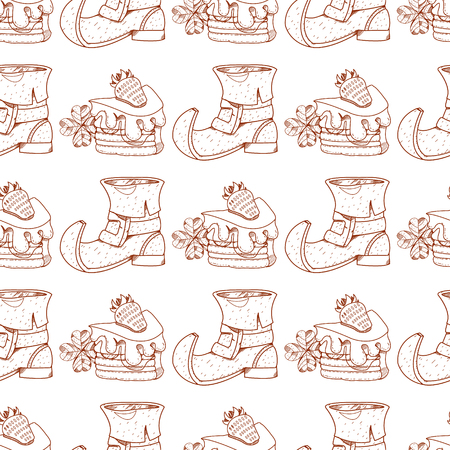 Seamless pattern with a slice of cake with cream and strawberries.のイラスト素材
