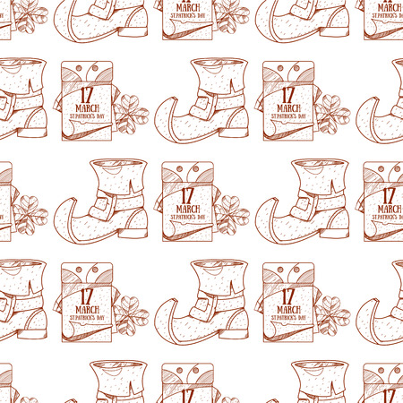 Tear off calendar, on March 17 day seamless pattern.のイラスト素材